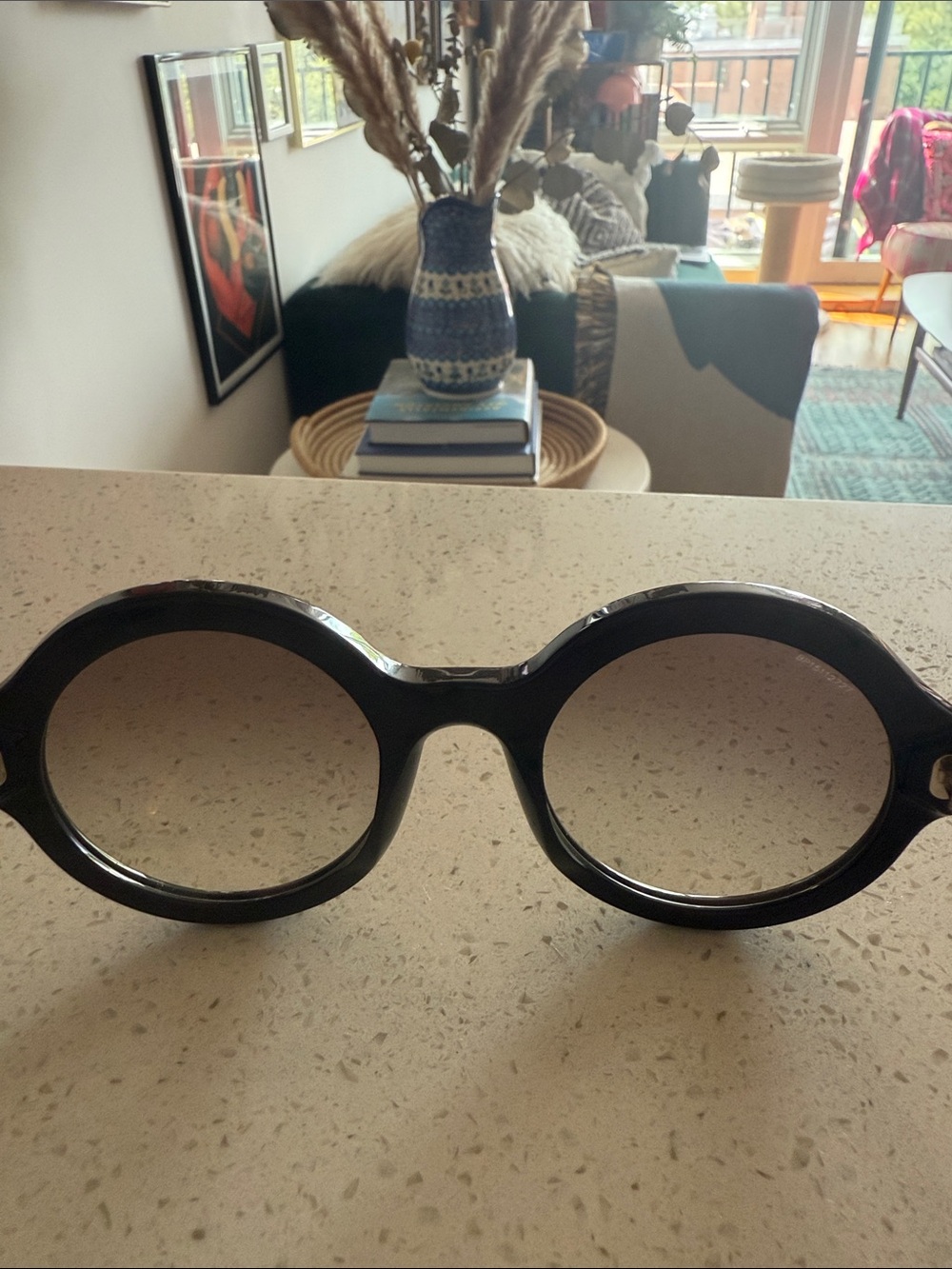 Prada Black Round Sunglasses with Gradient Lenses - Picture 10 of 12